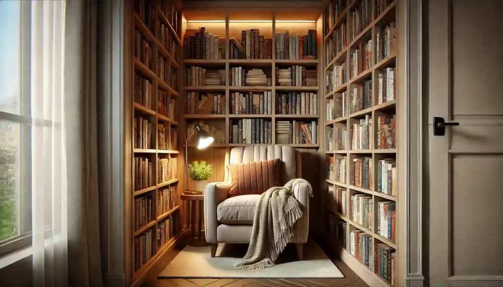 Reading Nook with a Built-In Bookshelf